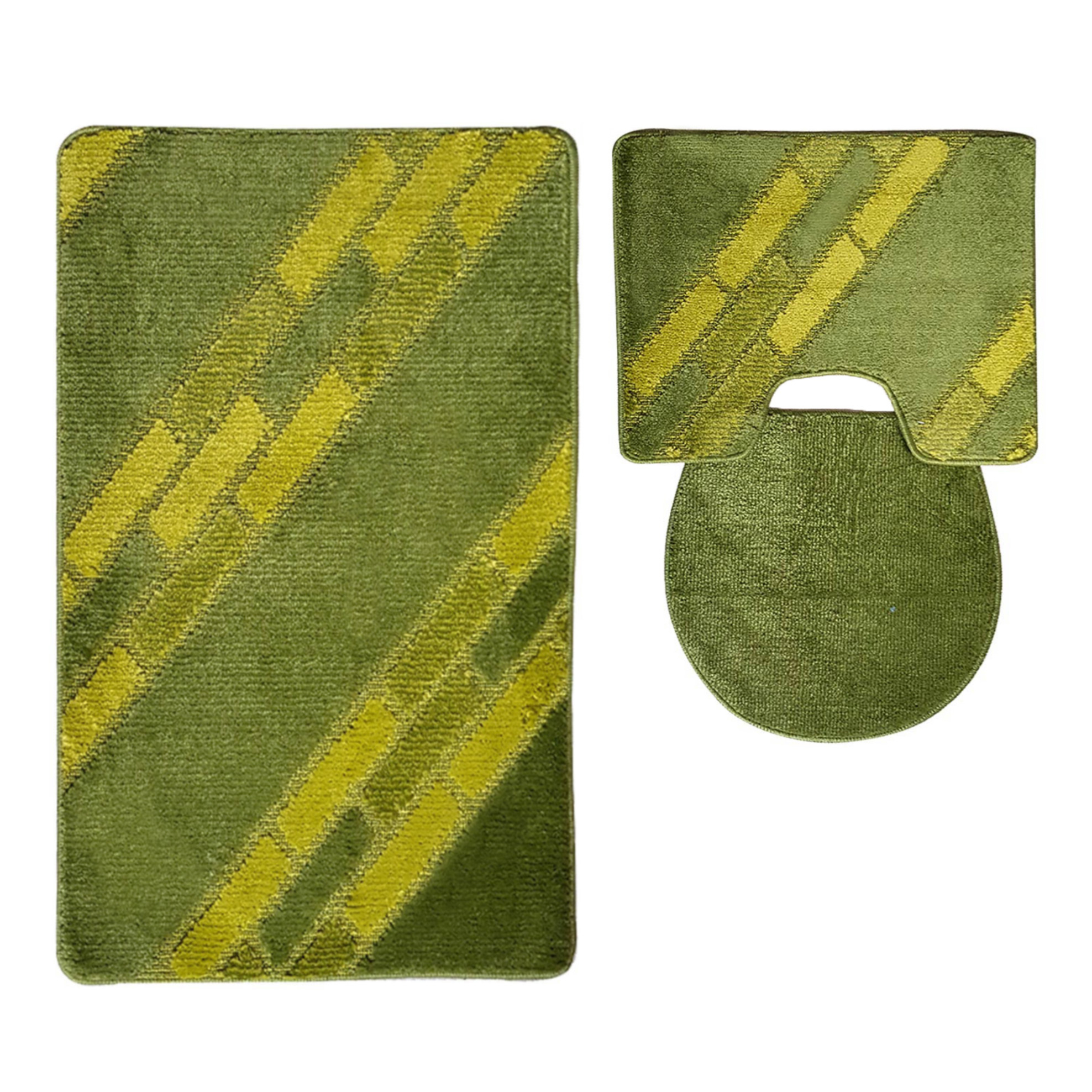3 tlg Badematte Badezimmerteppich Badteppich Set #17 GRÜN