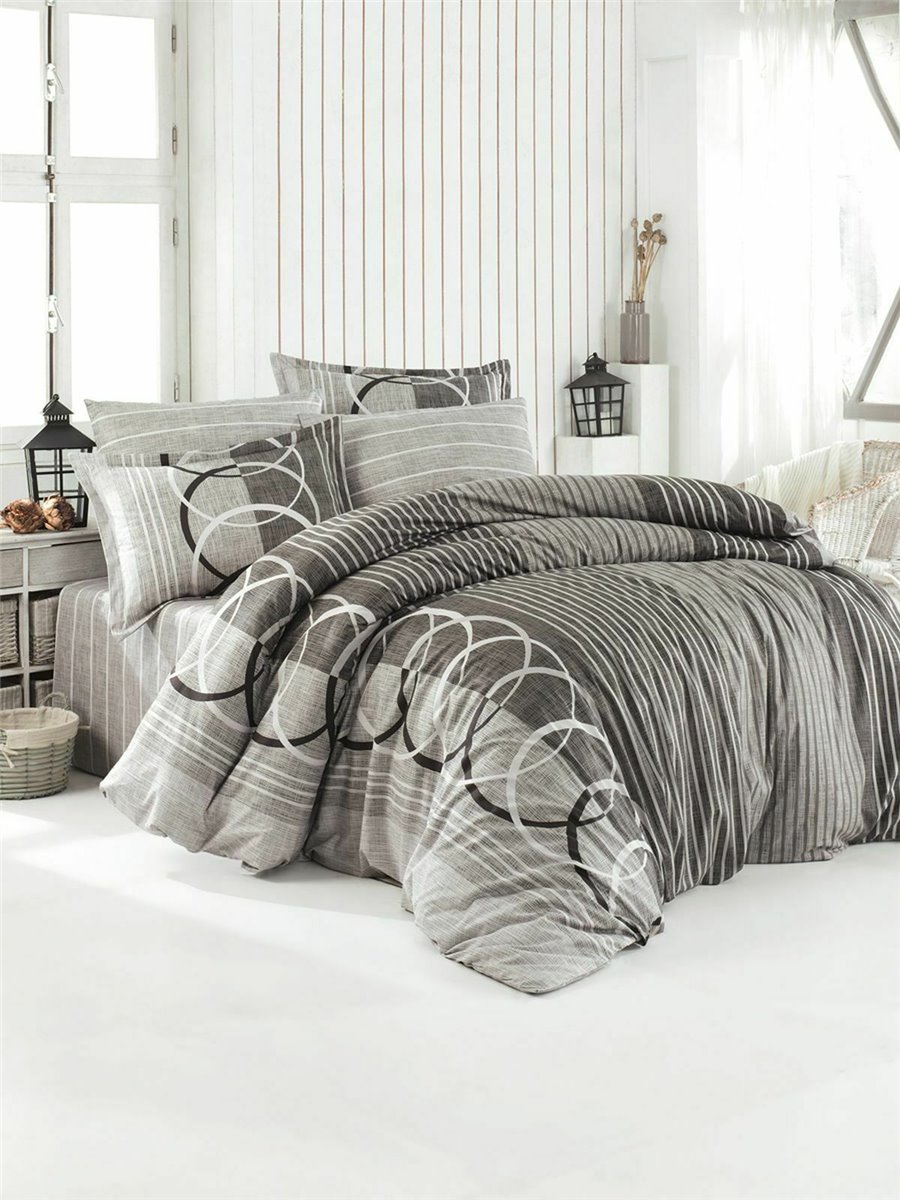 Bettwäsche, 4tlg, 200x220cm #HELEZON BEIGE-GRAU