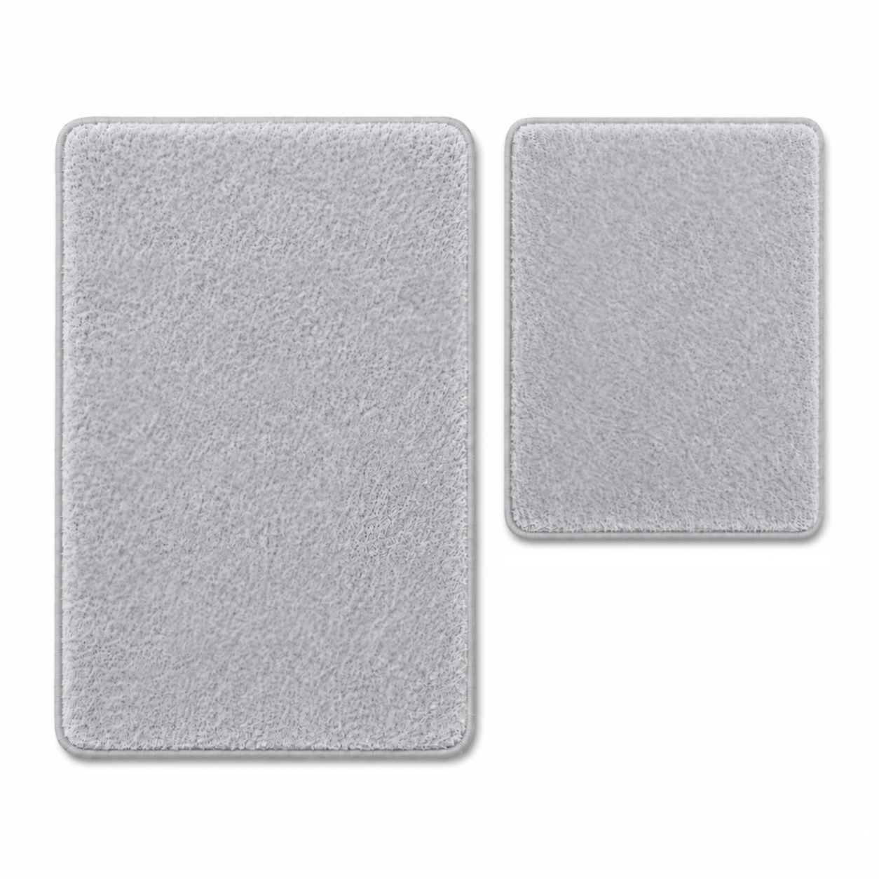 2 tlg Badematte Badezimmerteppich Badteppich Set #UNI HELLGRAU