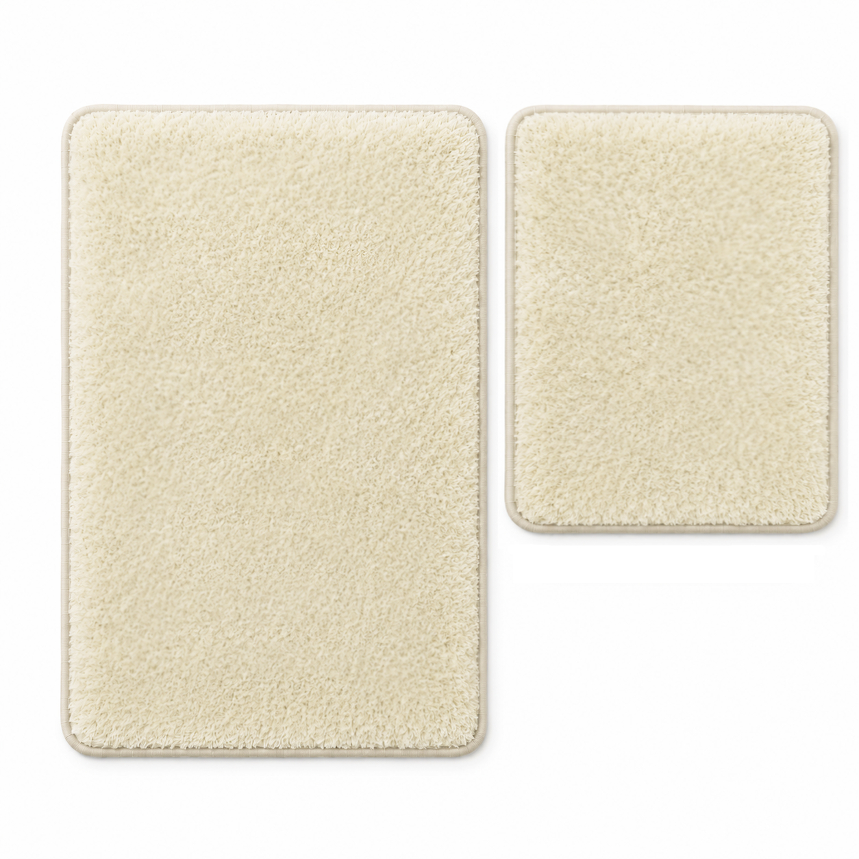 2 tlg Badematte Badezimmerteppich Badteppich Set #UNI ECRU