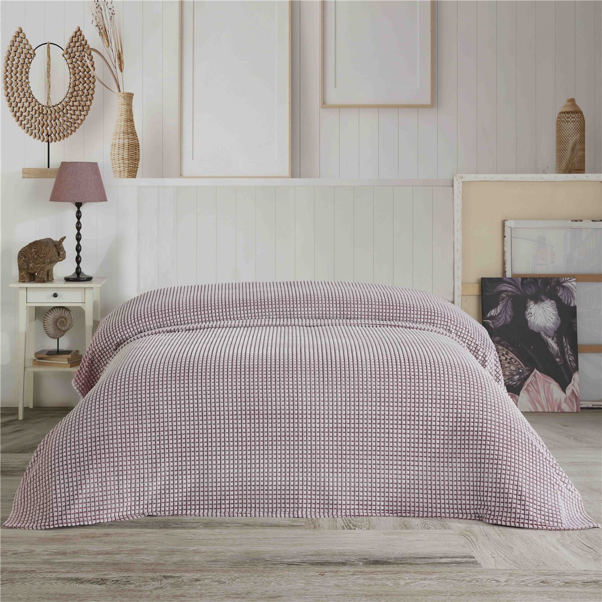 Decke, Kuscheldecke, Tagesdecke, Wohndecke, Vichy, rot, 160x220 cm