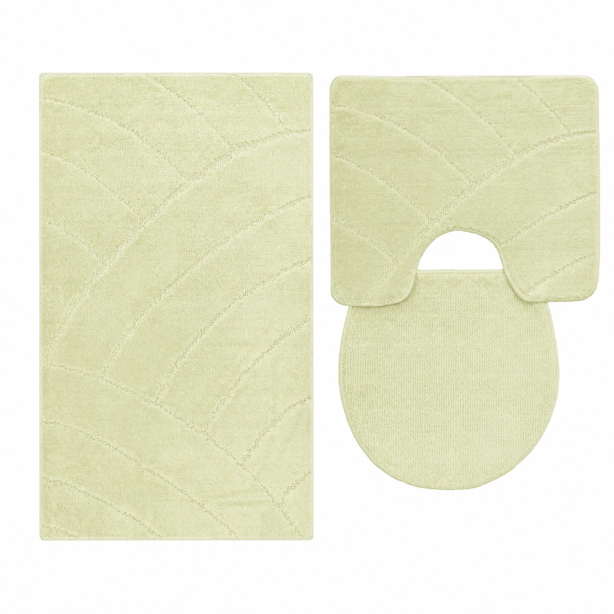 3 tlg Badematte Badezimmerteppich Badteppich Set Creme