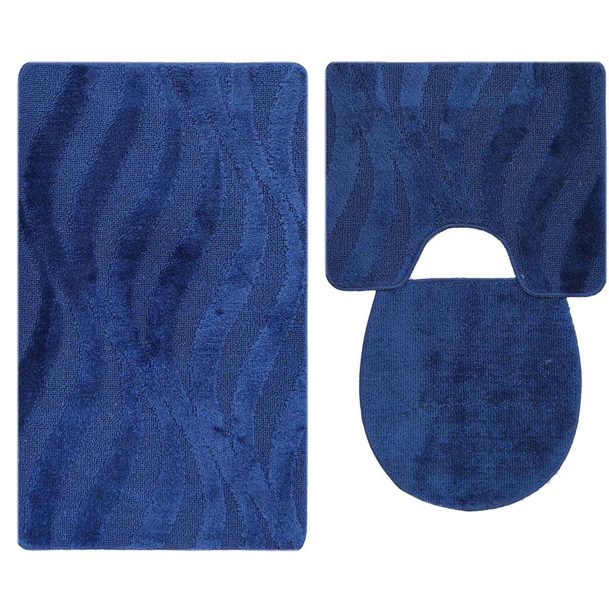 3 tlg Badematte Badezimmerteppich Badteppich Set #M07 BLAU